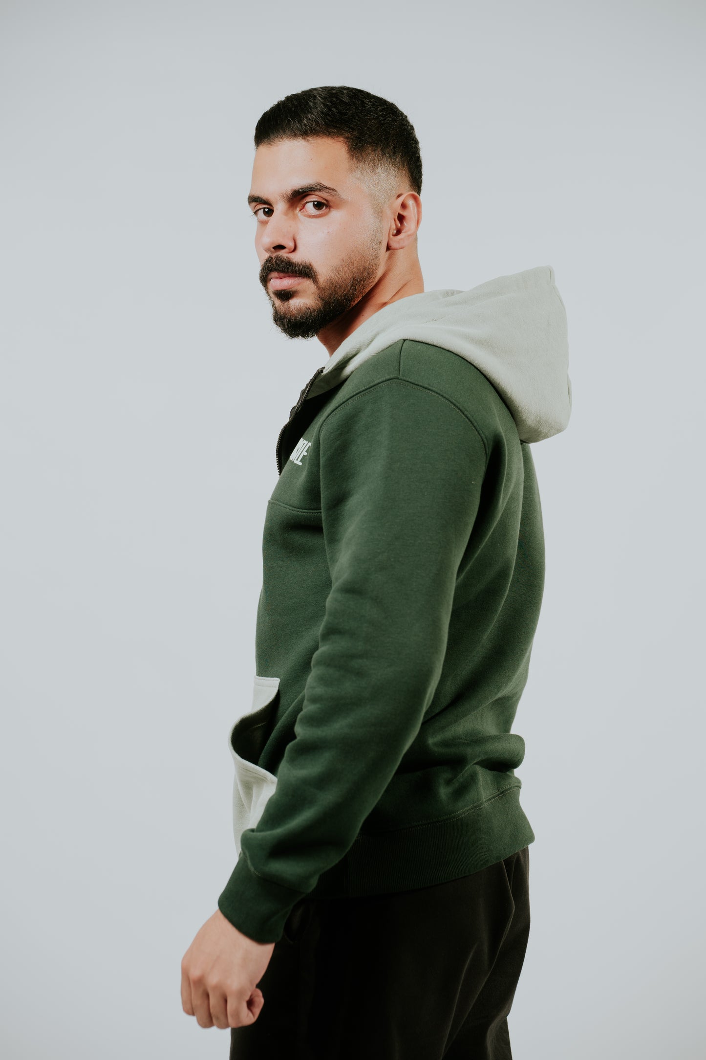 Color Block Olive Green Hoodie