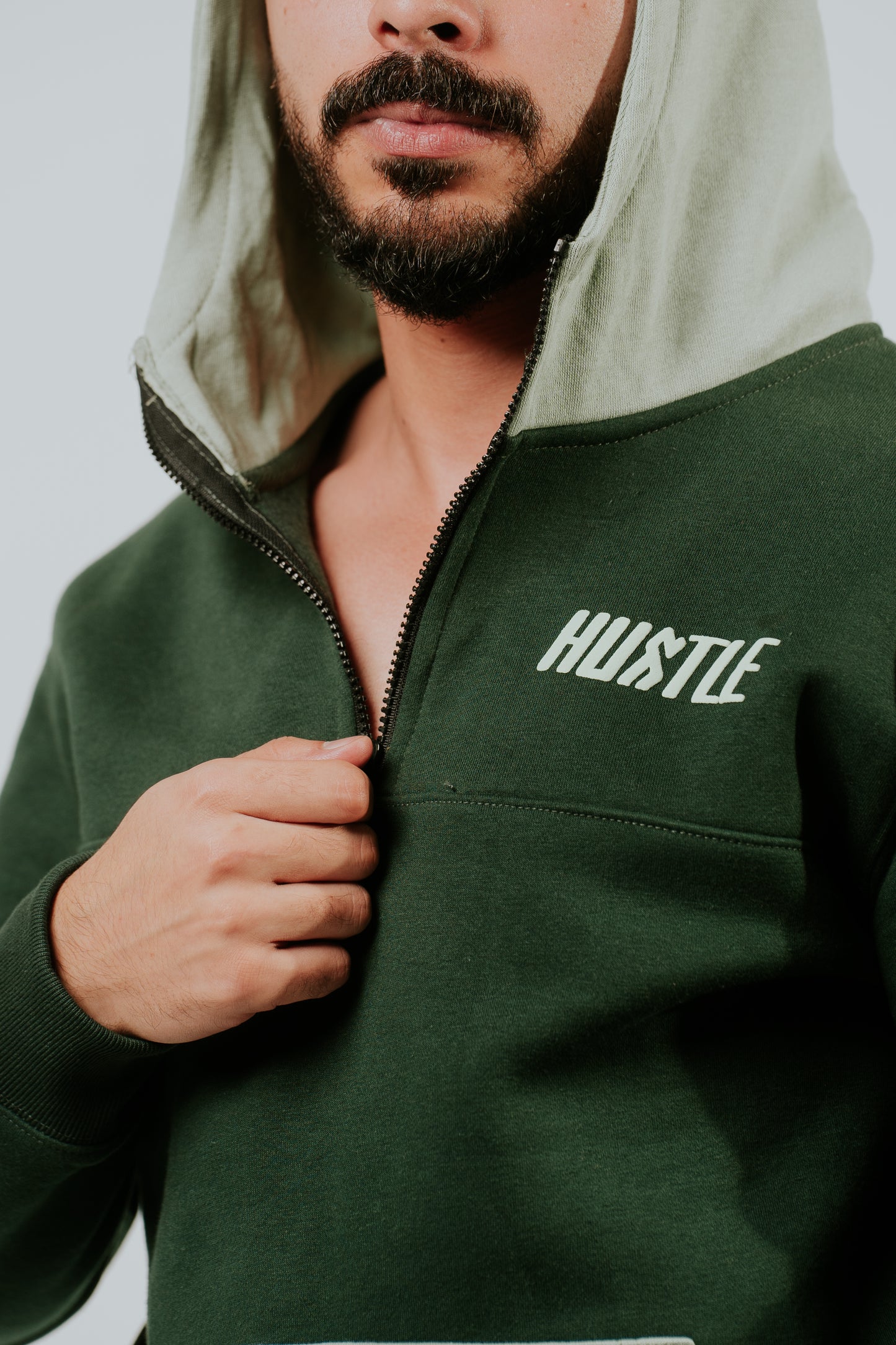 Color Block Olive Green Hoodie