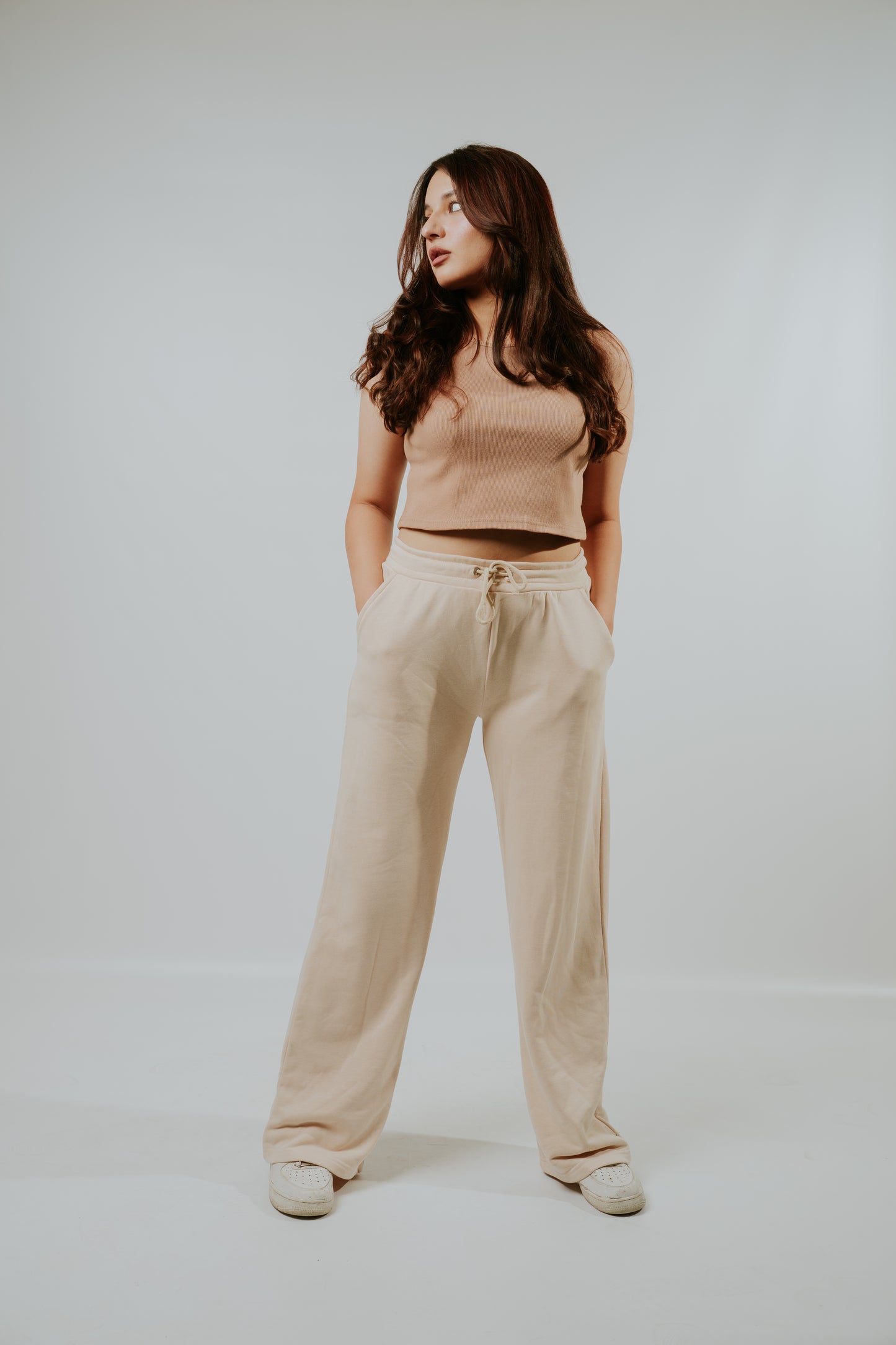 Wide Leg Beige Trouser