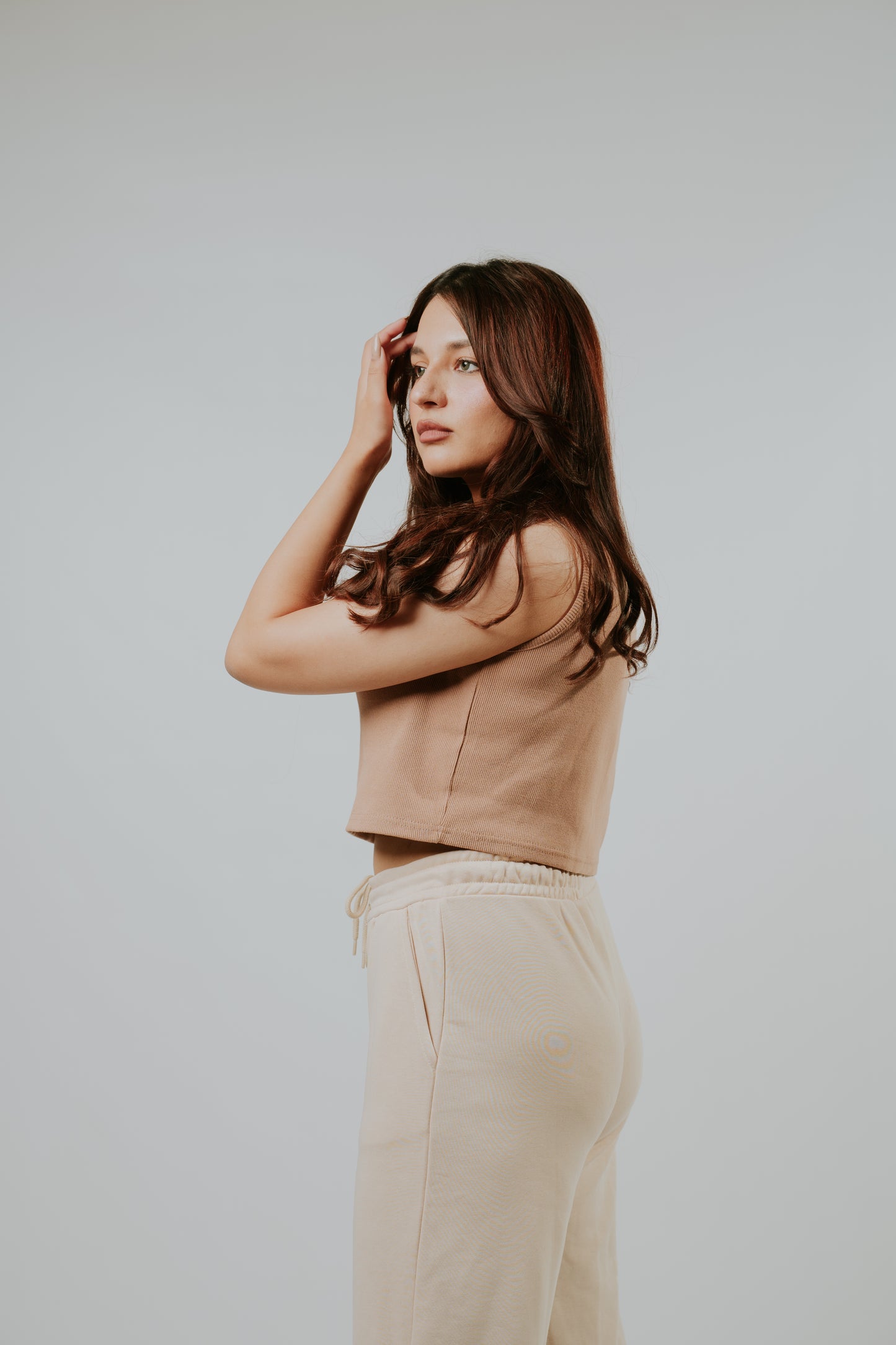 Wide Leg Beige Trouser