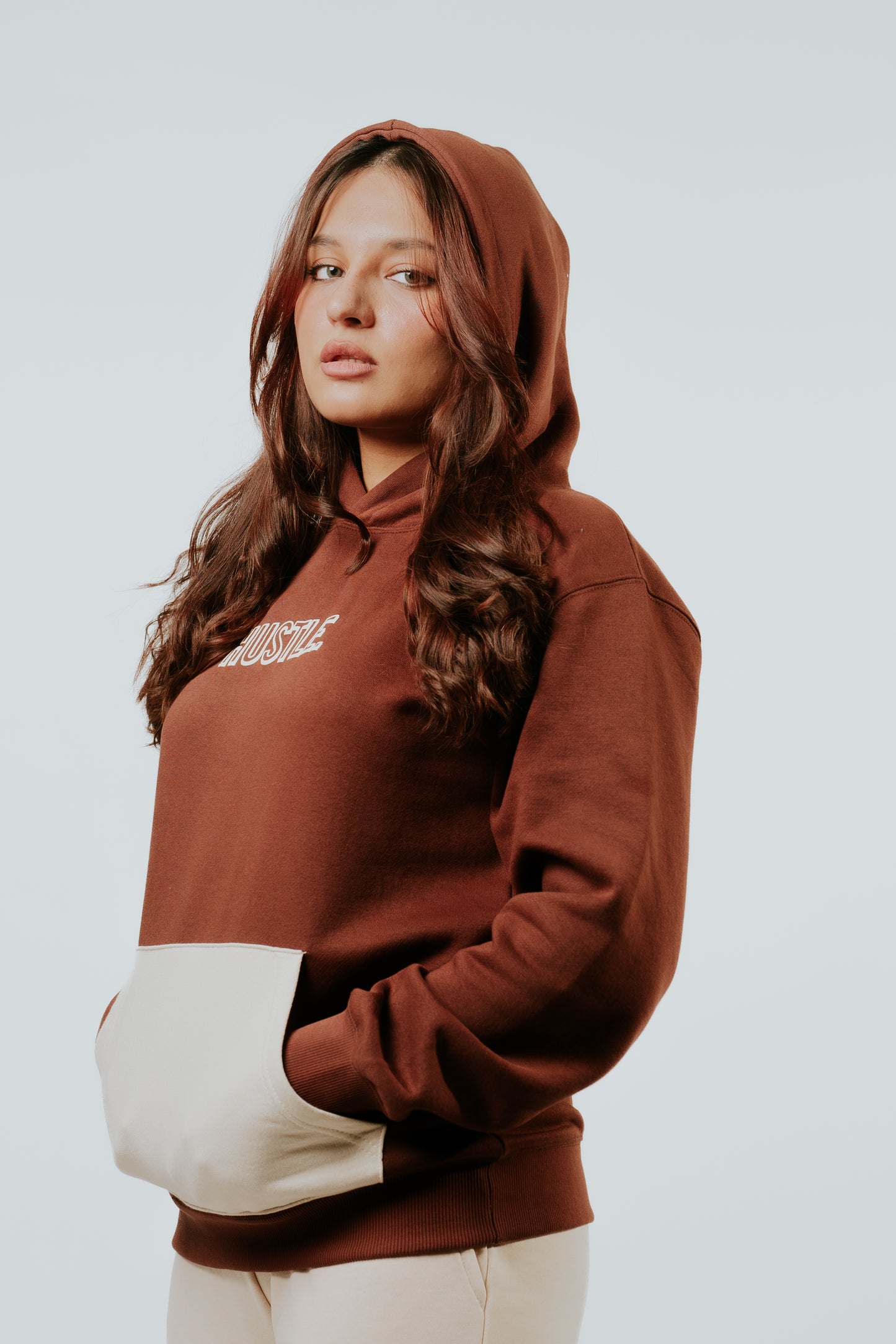 Color Block Brown Hoodie