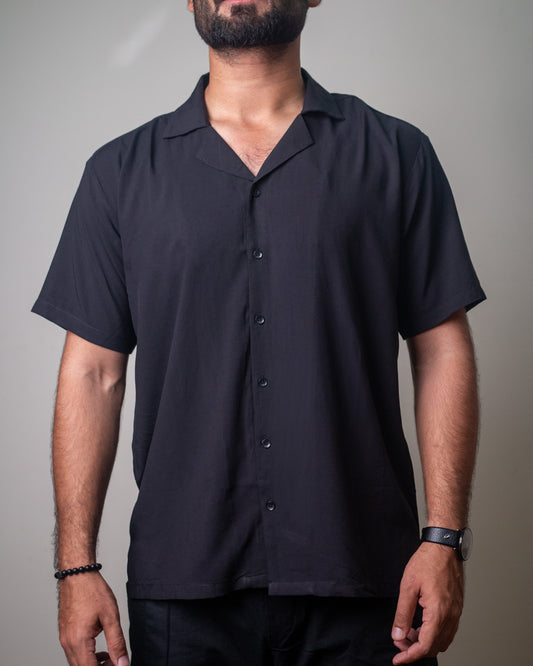 Plain Black Hawaiian Aloha Shirt